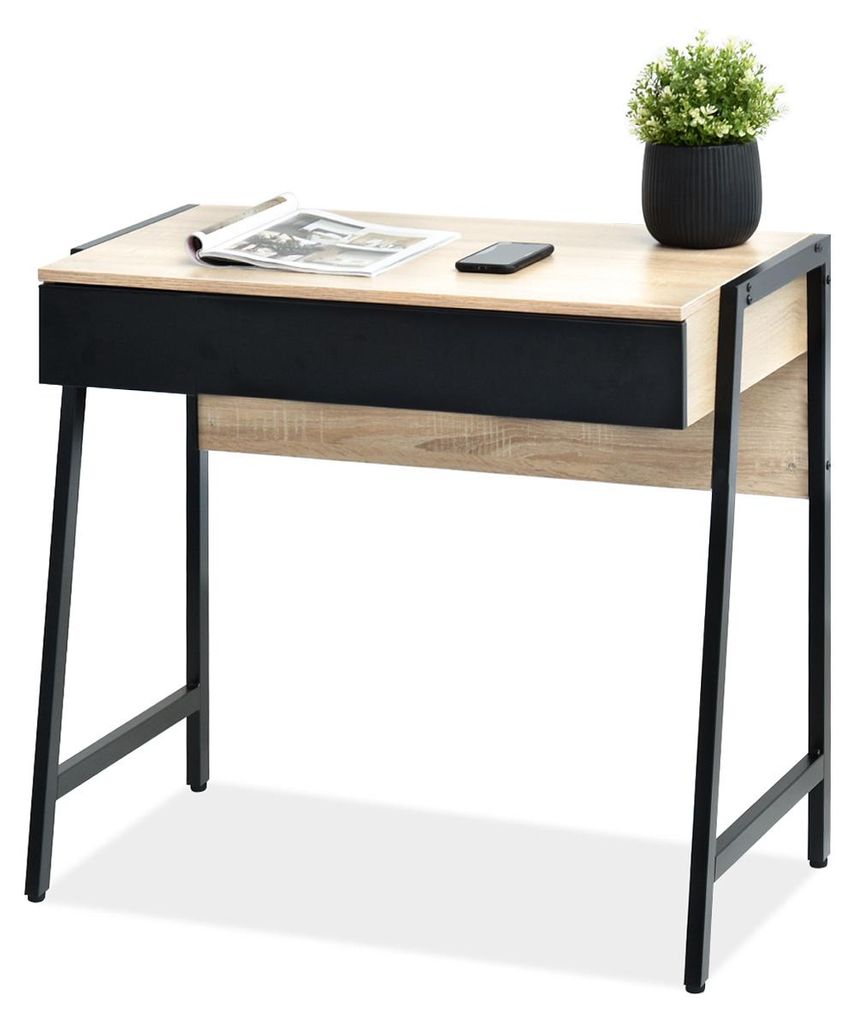 Schreibtisch mit Schublade ARGI – Sonoma Eiche / Schwarz Produktbild 