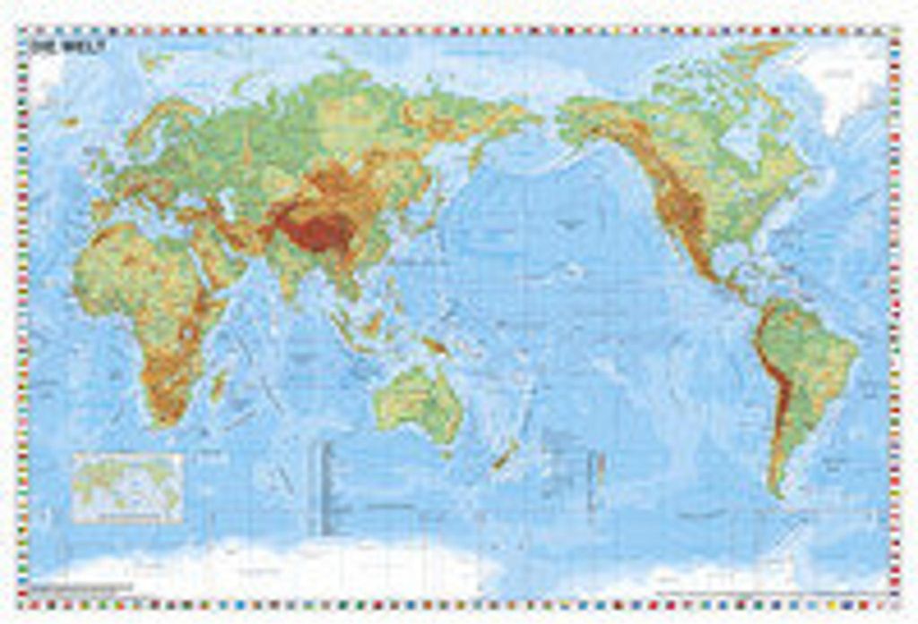 Botte Carte du monde Monde physique centrée sur le Image du produit 