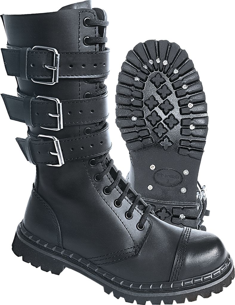 Brandit Boot Herren Phantom 3-Buckle schwarz Festival, Gothic Leder EU43