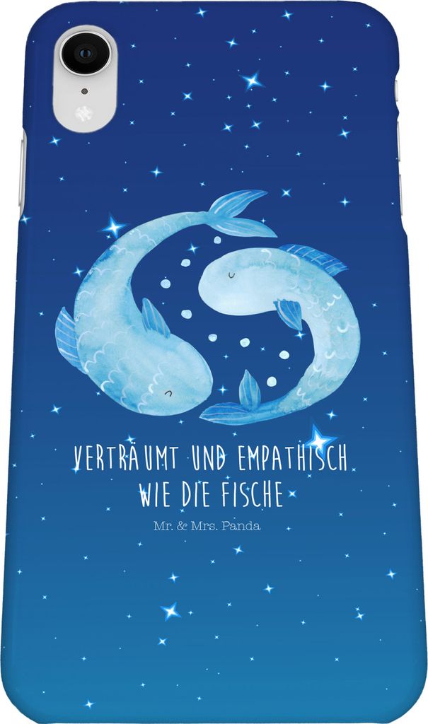 Mr. & Mrs. Panda Iphone XR Handyhülle Sternzeichen Fische - Sternenhimmel Blau - Geschenk, Geburtstag Februar, Handy Case, Premium Kunststoff, Fis...