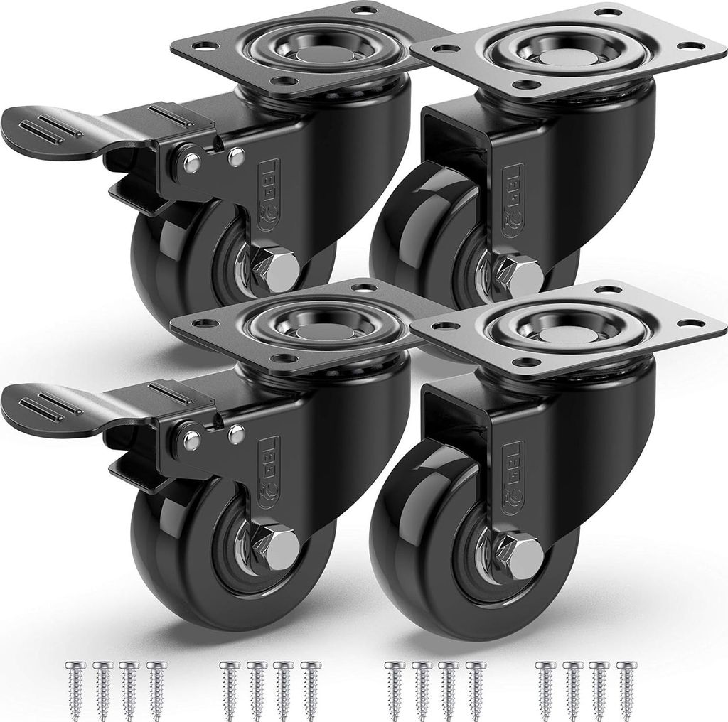 Zwaarlast Zwenkwielen / Trolley Wielen für Möbel - Gummi Schwerlastrollen - Heavy Duty Transportrollen - 200 kg