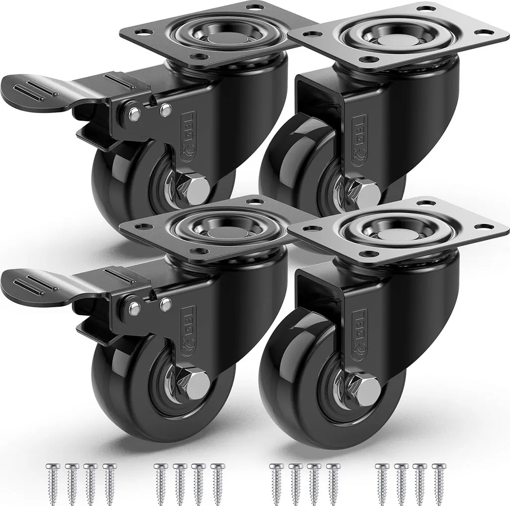 Roulettes 50mm anti-trace avec freins lot de 4 charge lourde 200kg
