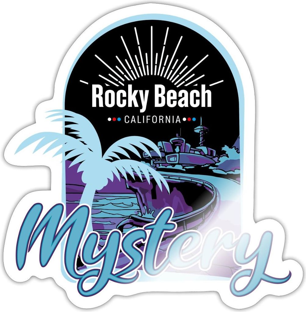 Spreadshirt Die drei Fragezeichen Rocky Beach Mystery Sticker Aufkleber, 10 x 10 cm, Weiß glänzend