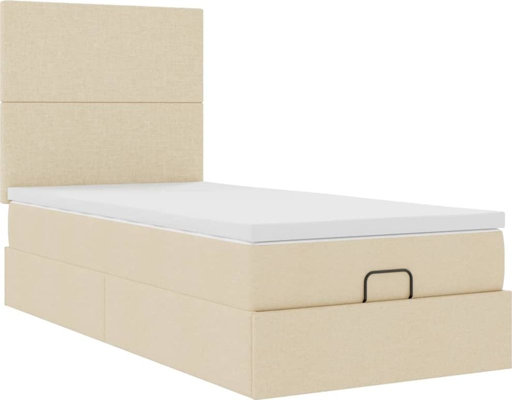 Ottoman-Bett mit Matratze Creme 90x200 cm Stoff