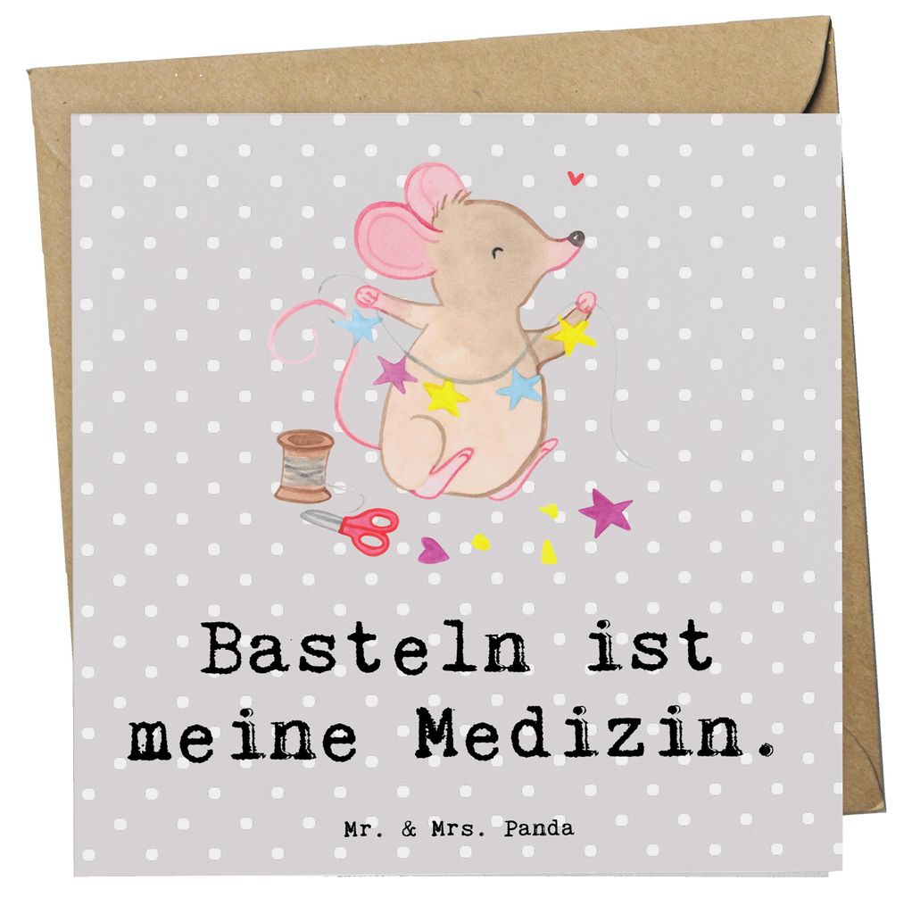 Mr. & Mrs. Panda Grußkarte Maus Basteln - Grau Pastell - Geschenk, faltkarte, Klappkarte, Glückwunschkarte, anlasskarte, DIY, Kreatives, doppelkarte