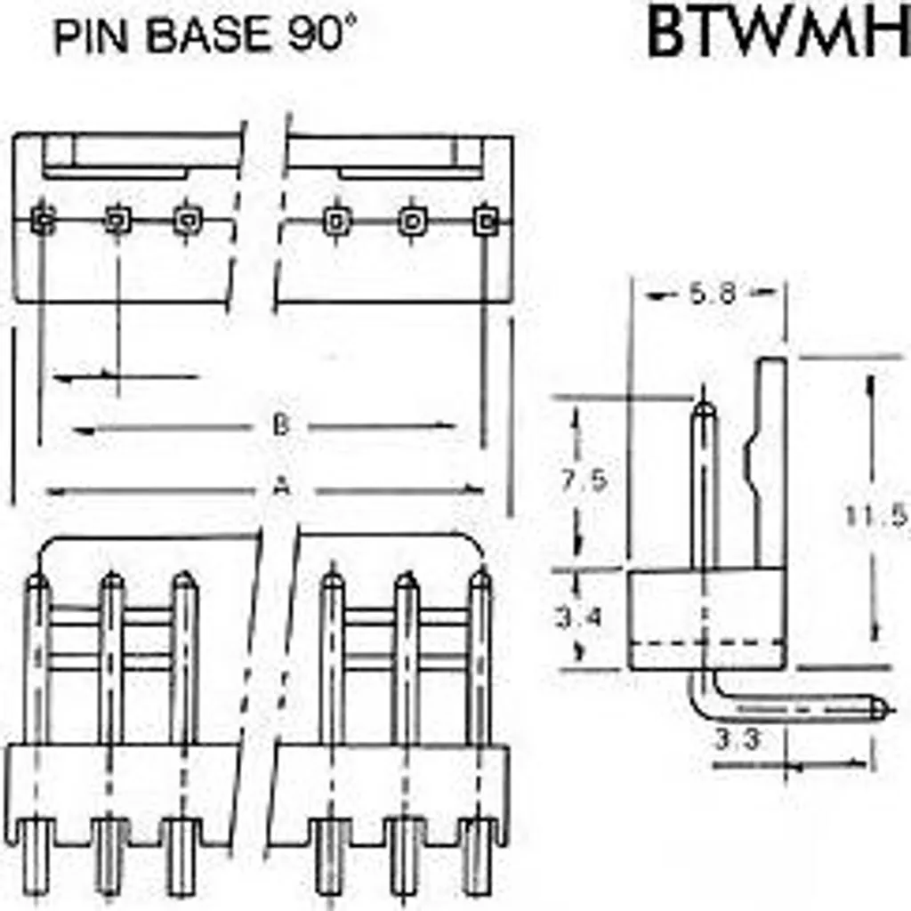 Connecteur de carte 90 pour montage perpendiculaire de modules 3 pin