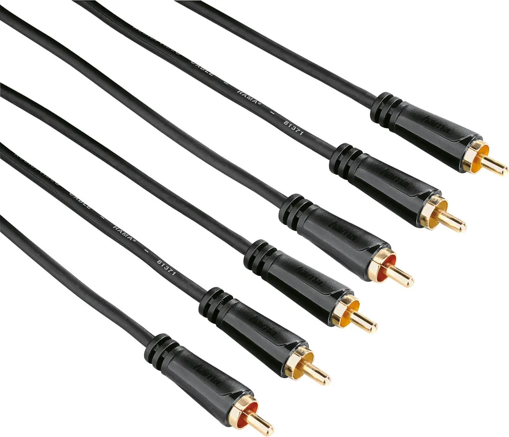 Câble Hama 3m 3x RCA mâle vers 3x RCA mâle Noir pour Vidéo Composite