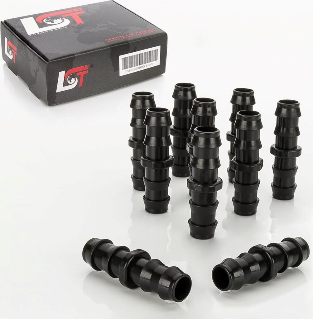 10x Schlauchverbinder Kupplung PE-Rohr Bewässerungssystem Bewässerung 20x20 mm