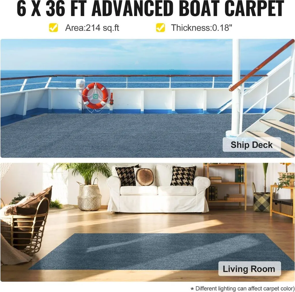 Tapis de Terrasse Imperméable 5,9 x 36 Pieds - Revêtement Gris Durable UV