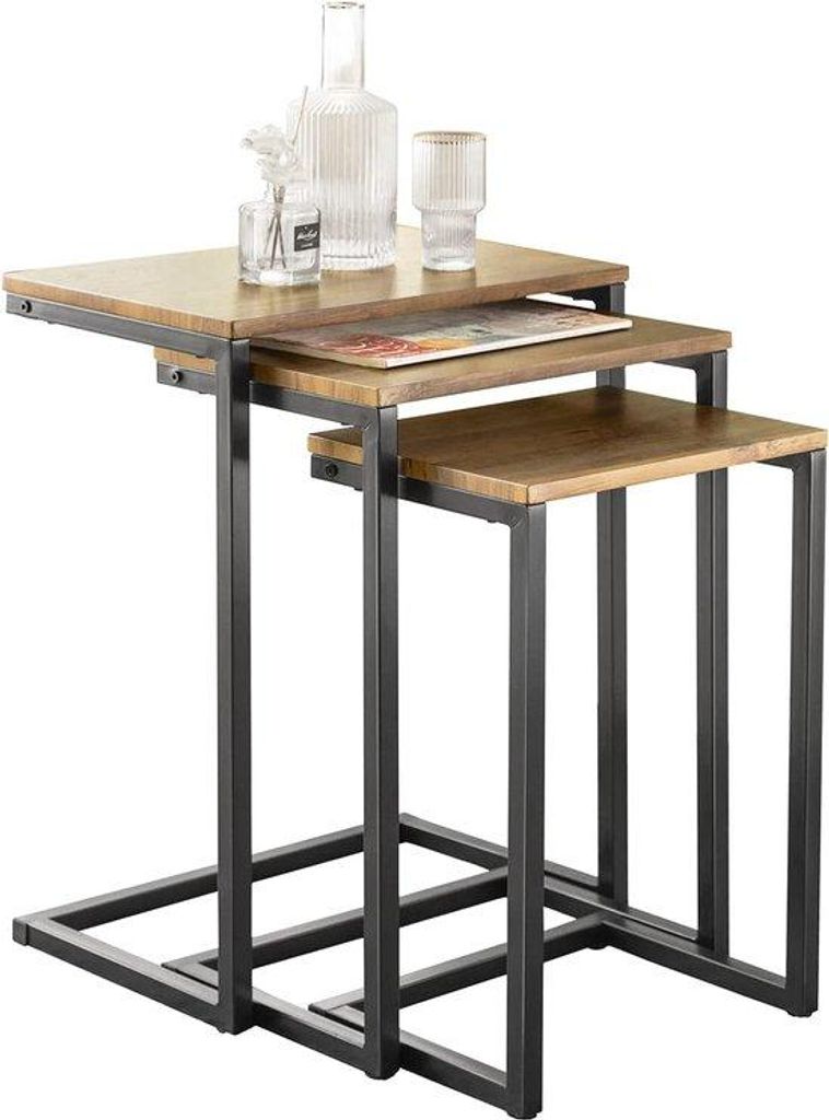 Mara Salontafel Set - 3er Set - Inschubtische Tische - Braun - Schwarz - MDF - 46 x 61 x 30 cm