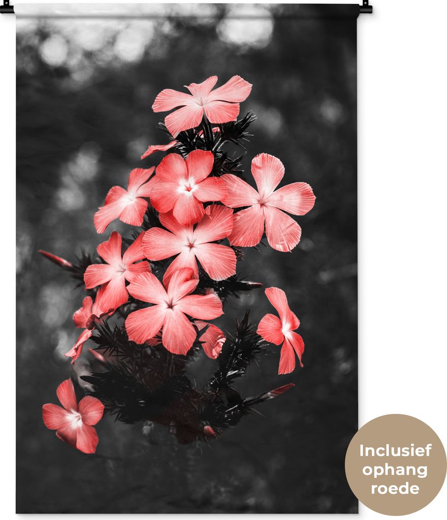 MuchoWow Wandteppich Wandbehang Blumen - Rosa - Farbe 90x135 cm Tapisserie Dekoration Wandtuch - Baumwolle - Wandskulptur