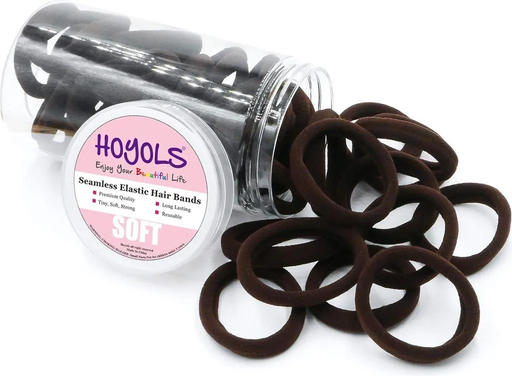 HOYOLS Elastici per capelli marrone scuro senza cuciture 100 pezzi