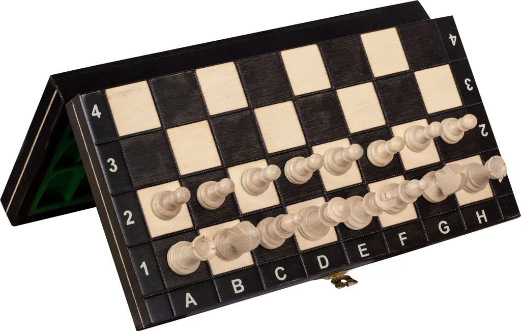 Échiquier magnétique en bois de luxe avec coffret de rangement noir