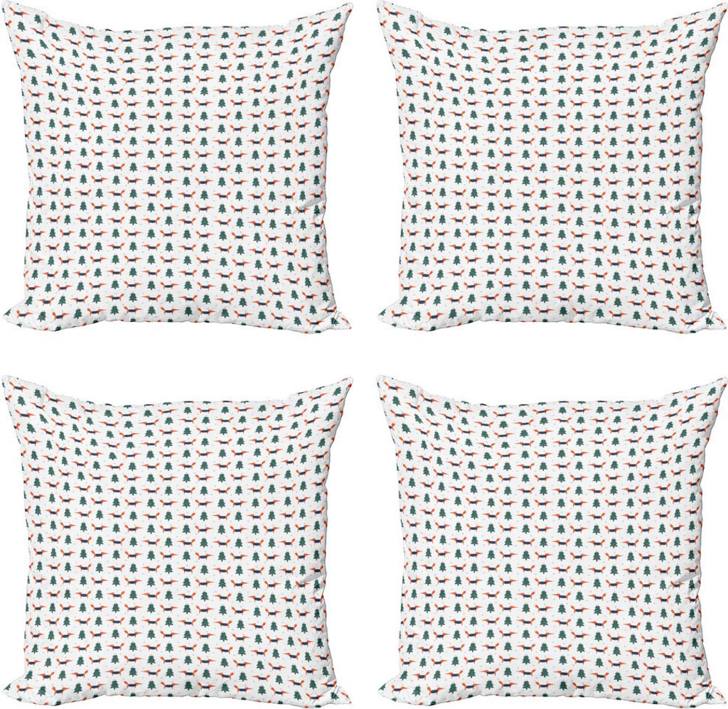 ABAKUHAUS Northwoods Kissenbezug Set (4 Stück), Weihnachten Fox Pine, Moderner Doppelseitiger Digitaldruck, 60 cm x 60 cm, Mehrfarbig