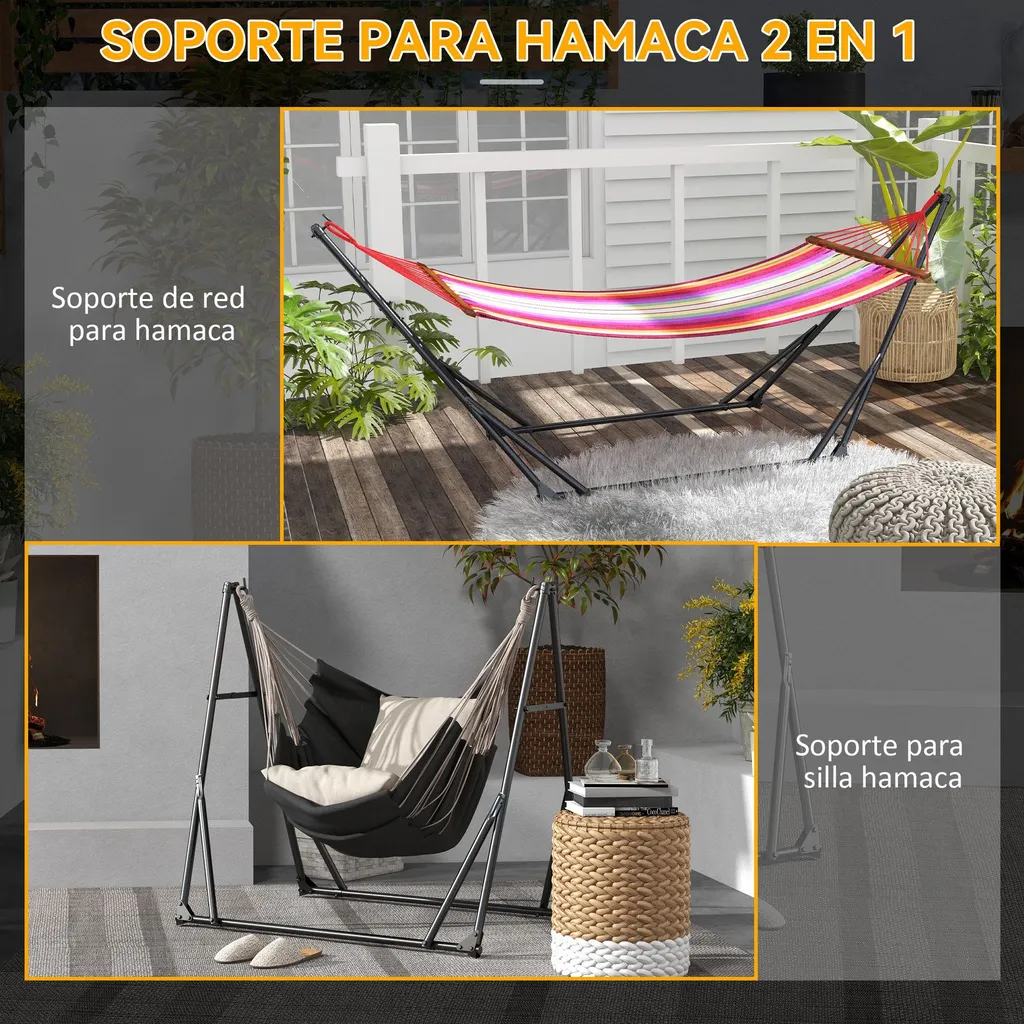 Support pour hamac en métal noir structure robuste et montage facile - 2