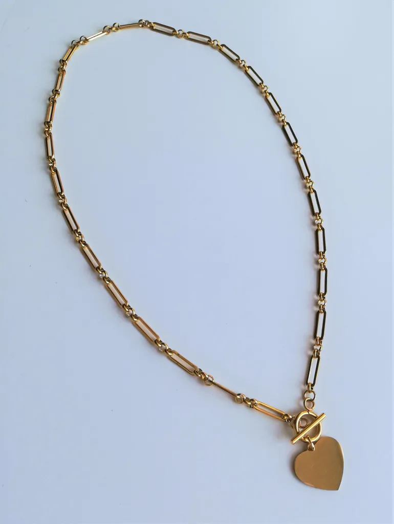 Offerta Collana Acciaio Dorato Cuore 45cm | Look Oro a Piccolo Prezzo
