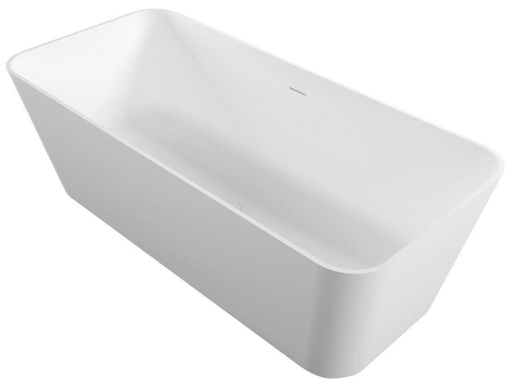 Polysan LEYLA Freistehende Badewanne 170x78x55cm, solid surface, weiß matt
