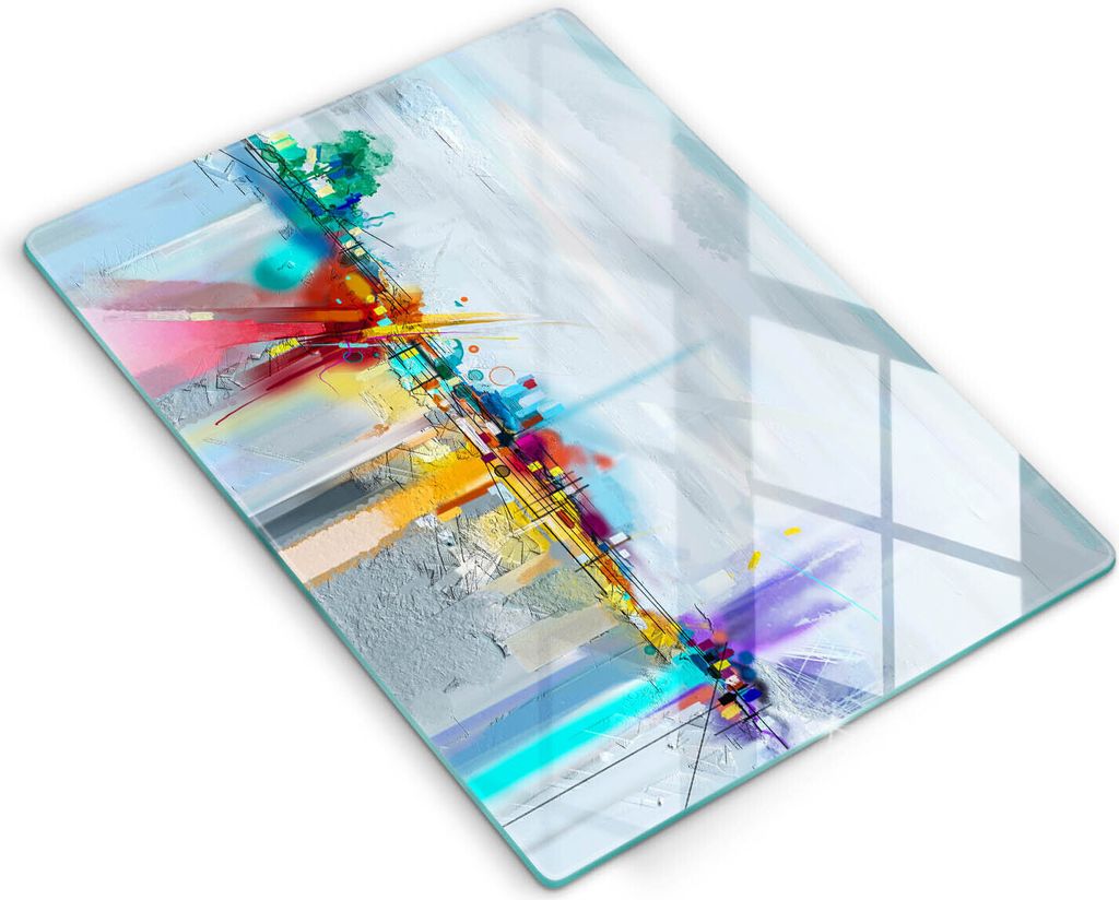 Abdeckung Glas - Küchenabdeckung - 40x52 cm - Abdeckplatte - Gemalte Abstraktion