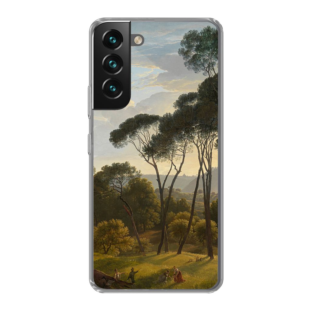 MuchoWow Handyhülle Schutzhülle Hülle für Samsung Galaxy S22 Italienische Landschaft mit Zirbelkiefer - Gemälde von Hendrik Voogd Silikon So...
