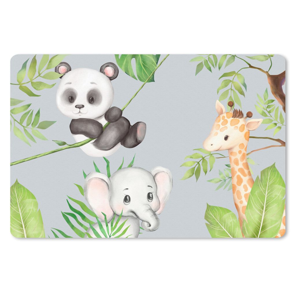 MuchoWow Schreibtischunterlage Dschungel - Blätter - Tiere 60x40 cm - XXL Mauspad - Großes Mauspad