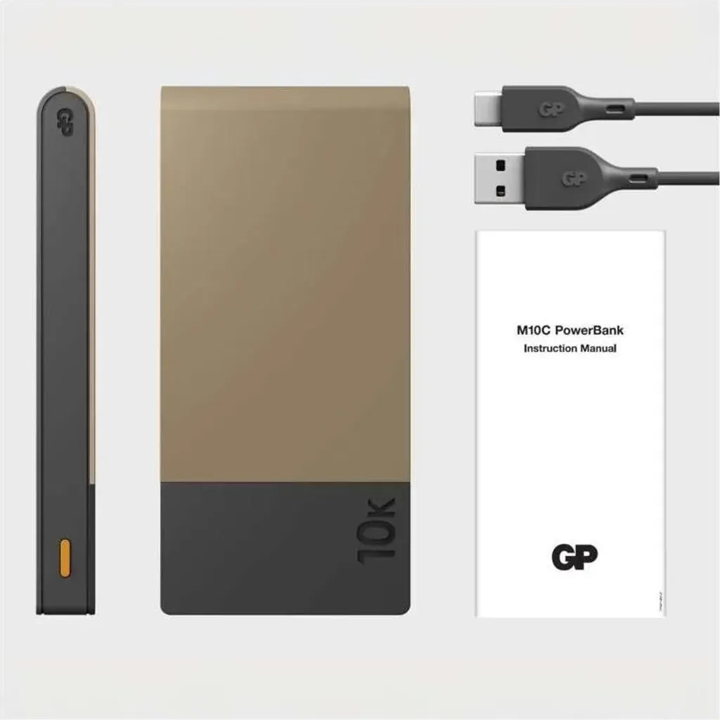 GP Powerbank M2+ 10000 mAh Beige avec Indicateur LED et Format Mini - 10
