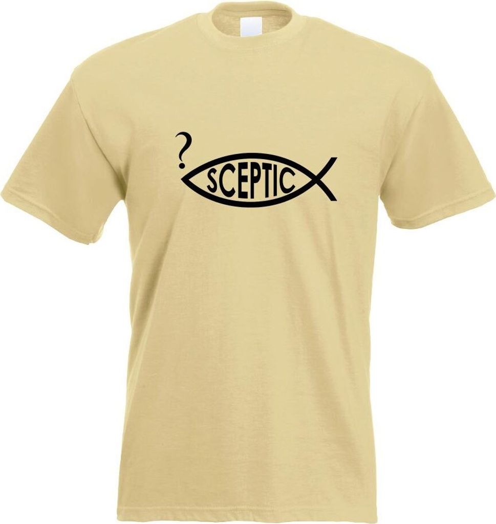 Kiwistar - T-Shirt - Khaki - Sceptic Fisch Motiv Bedruckt Funshirt Design Print - mit Motiv Bedruckt - Funshirt Design - Sport - Freizeit - Herren - L