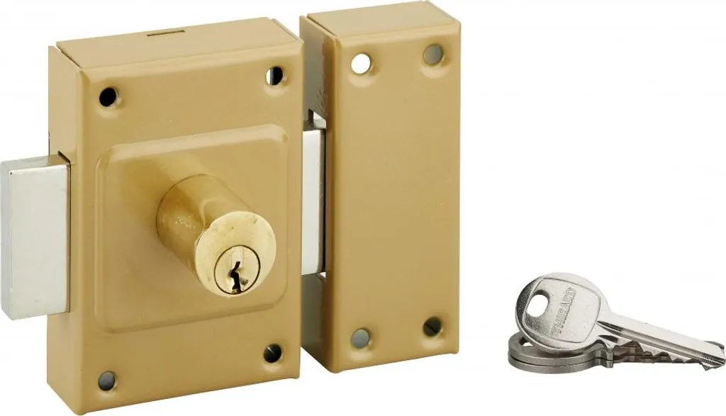 Verrou de sûreté à bouton et cylindre 45mm en acier pour porte bois