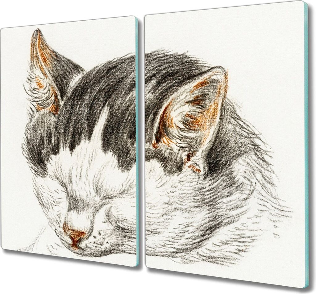 Coloray Herdabdeckplatte 2x30x52 cm Schneidebrett Kochplattenabdeckung Küchenbrett Hackbrett - Haustier Katze