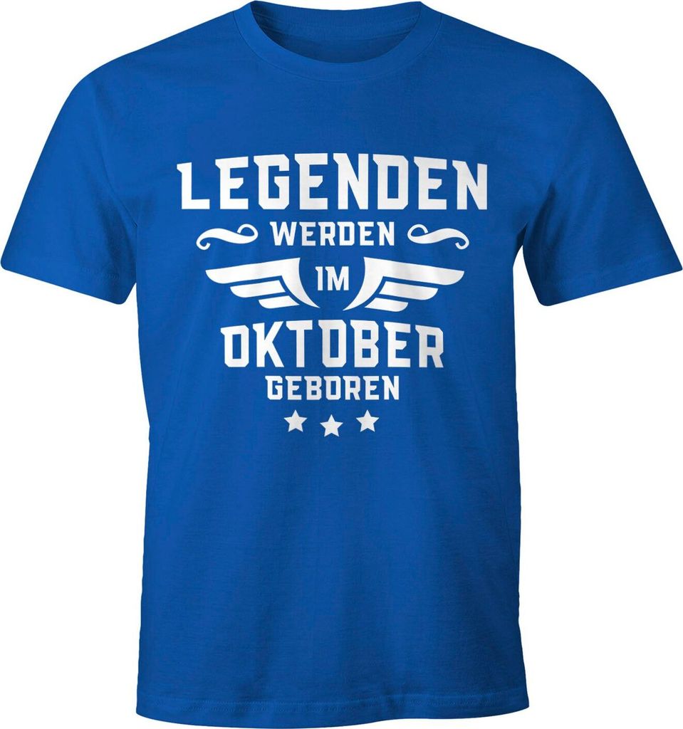 Legenden werden im Monat geboren Herren T-Shirt Geburtstag Birthday Legends are born Moonworks Oktober blau XL