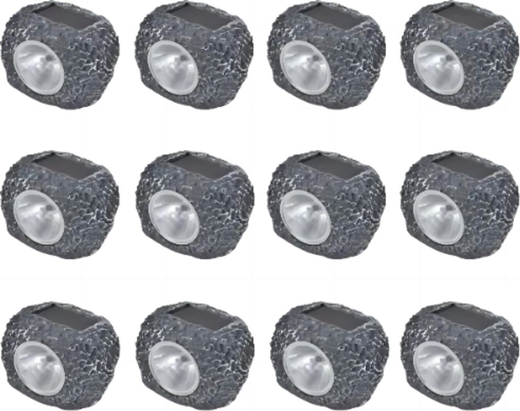 ZELURXX 12x Solarbetriebener LED-Strahler für den Außenbereich in Steinform, 7,5 x 6 x 6 cm