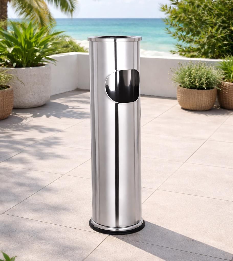 XL Standaschenbecher Windaschenbecher Mülleimer Outdoor Chrom