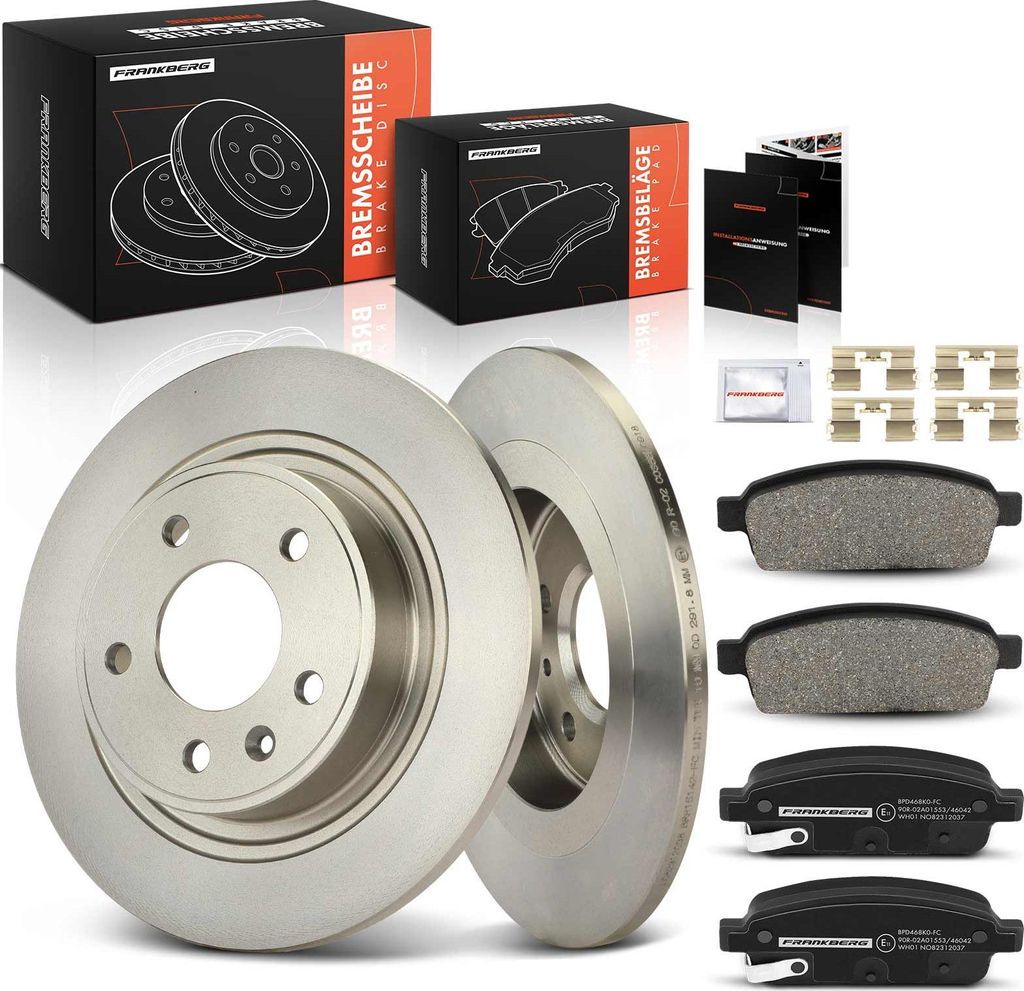 Frankberg 2x Bremsscheiben 4x Bremsbeläge Hinterachse für Chevrolet Cruze Station Wagon Orlando Volt Opel Ampera Astra