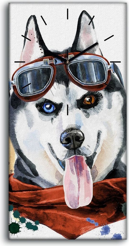 Dekor Leinwand Uhr Wandbilder Geräuschlos 30x60 Malerei Tier Hunde Kunst - schwarze Hände