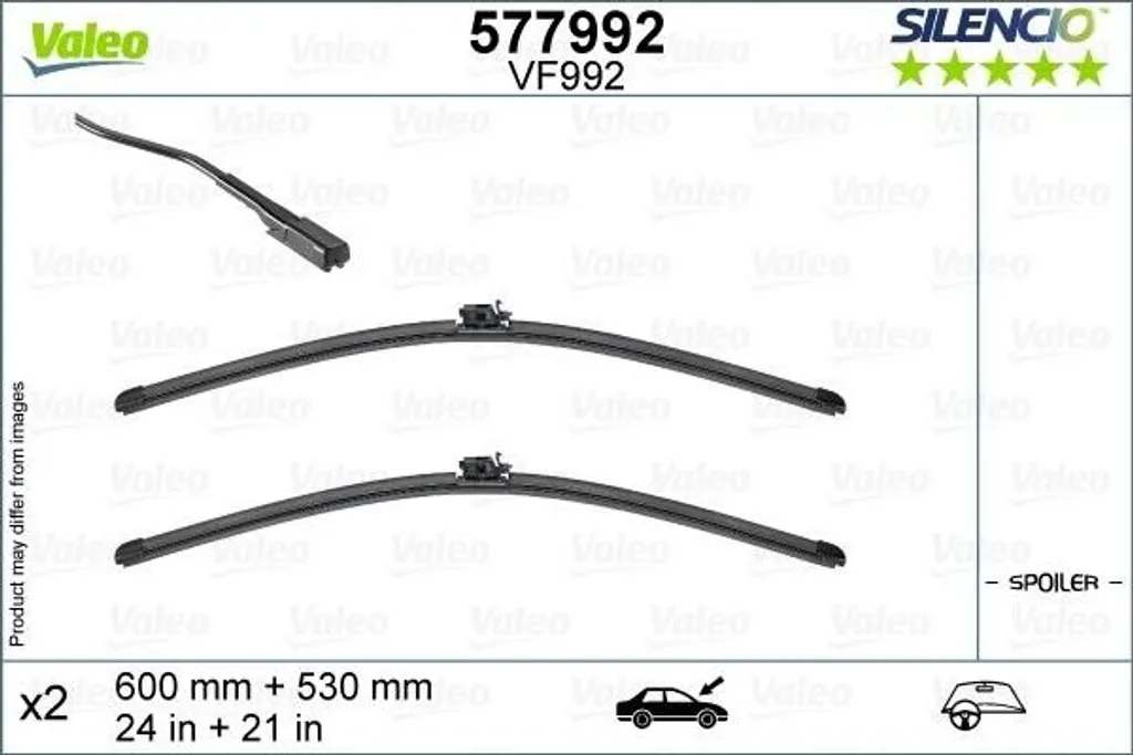 Pack essuie-glace plat VALEO 577992 pour pare-brise avant