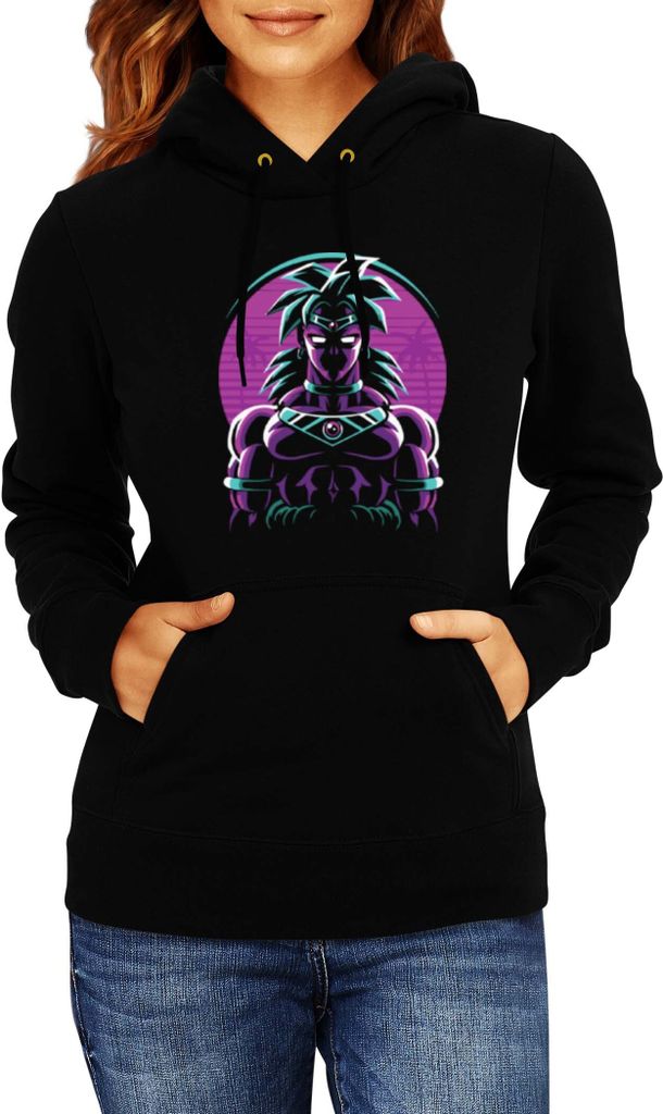 Damen Kapuzenpullover Dragon Anime Manga Ball Z Retro Broly 01, Lady 2XL / Schwarz