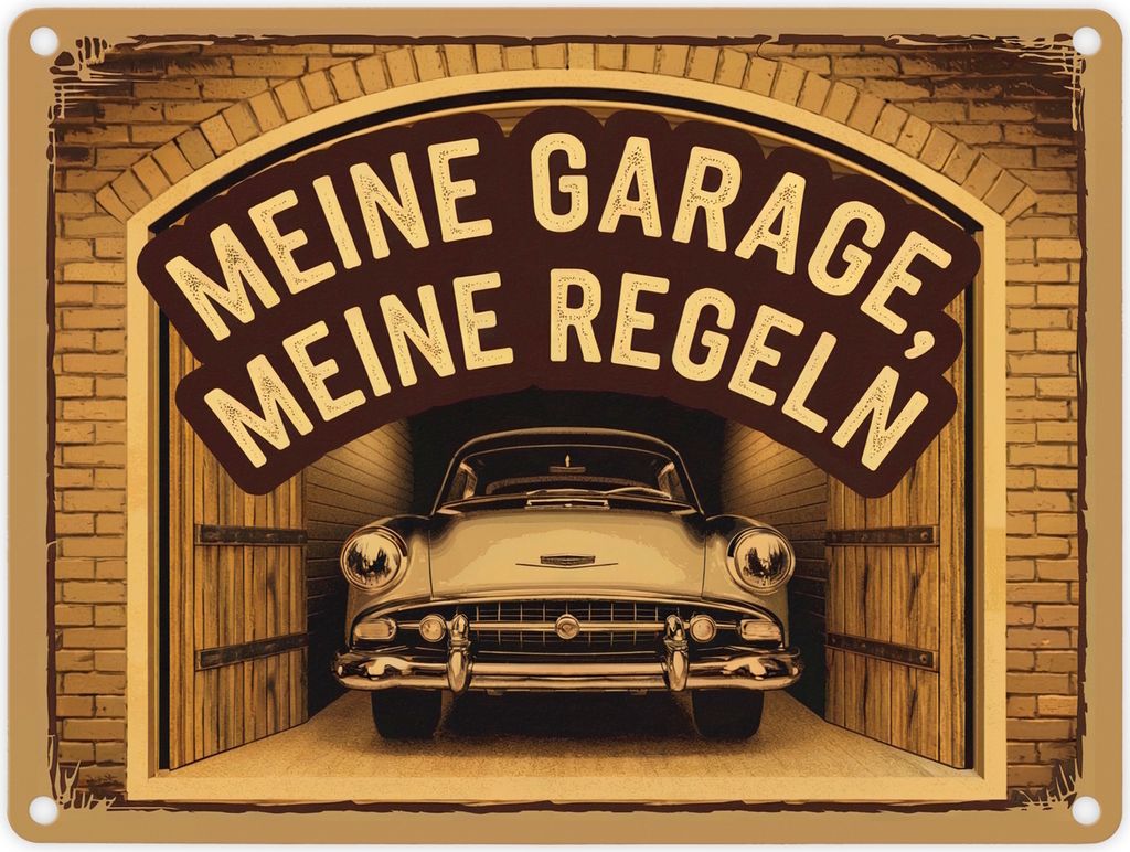 Oldtimer - meine Garage meine Regeln Metallschild in 15x20 Produktbild 