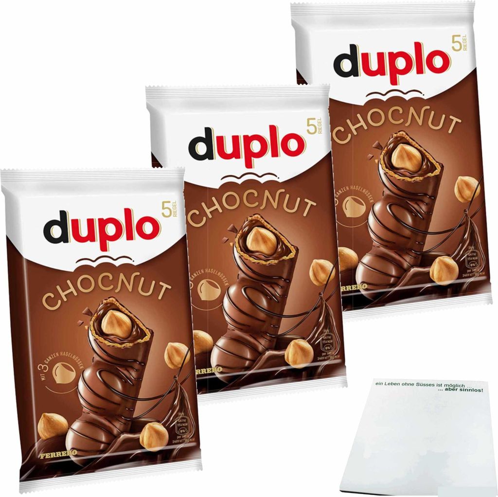Duplo Chocnut mit ganzen Haselnüssen 3er Pack (3x130g Packung) + usy Block