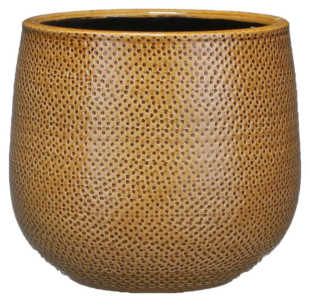 Mica Decorations Blumentopf - gelb - Relief - Keramik - 21 cm