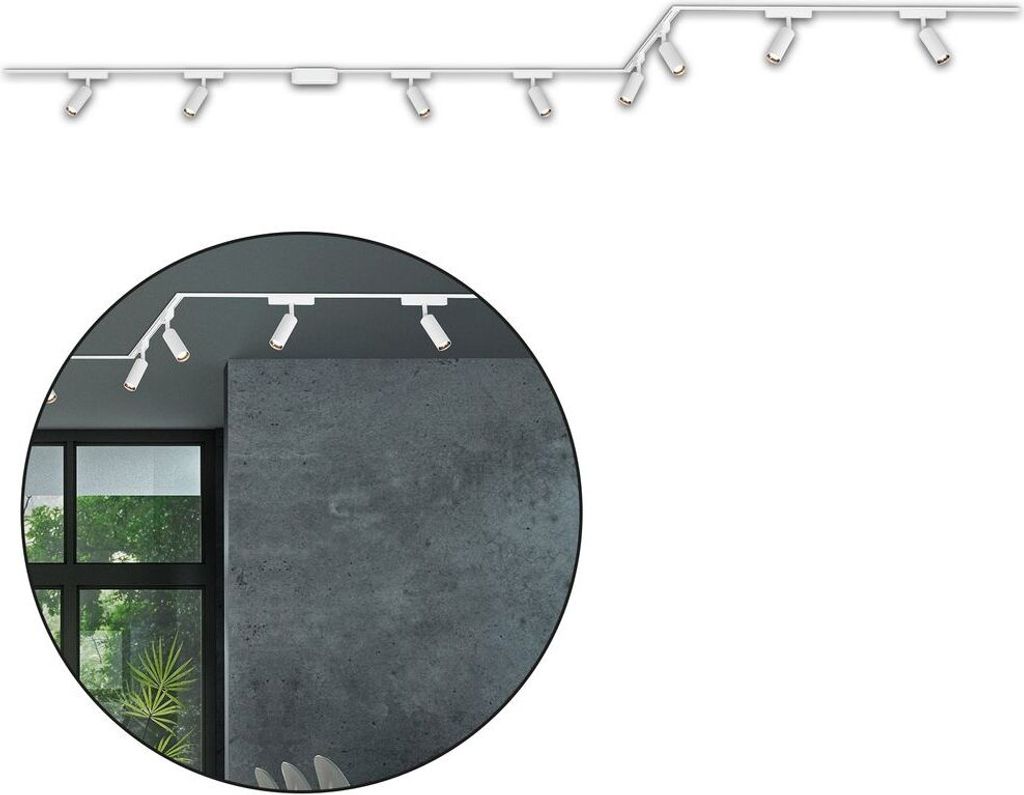 Briloner Luxtrail Schienensystem, Komplettset, 8x LED Spots, Schwenkbar, U-Form / Z-Form, Weiß, 5 m