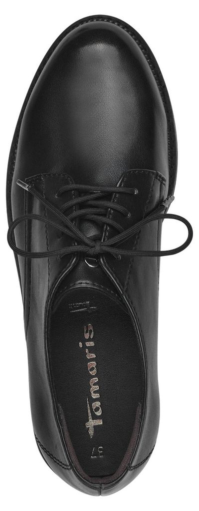 Tamaris Damen Schnürschuh Derby mit profilierter Plateausohle 1-23605-41, Größe:38 EU, Farbe:Schwarz