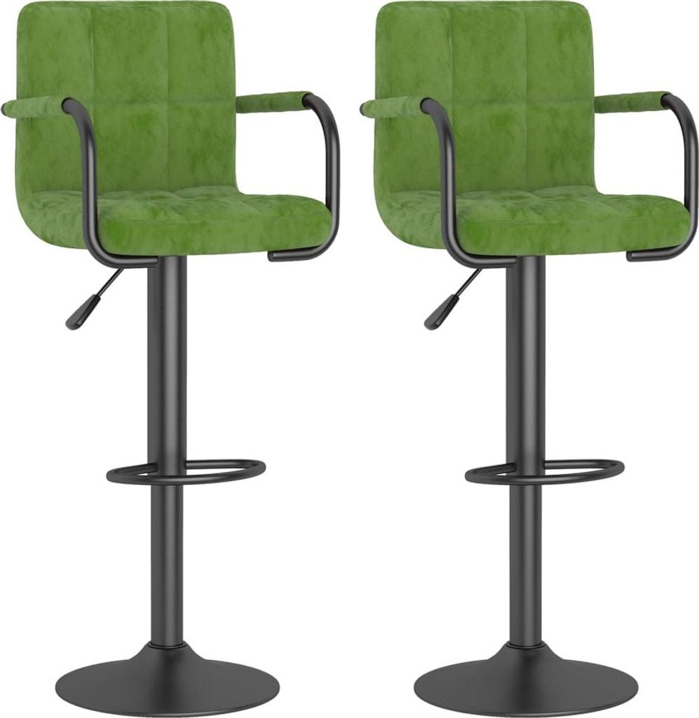 vidaXL Barhocker 2 Stk. Hellgrün Samt
