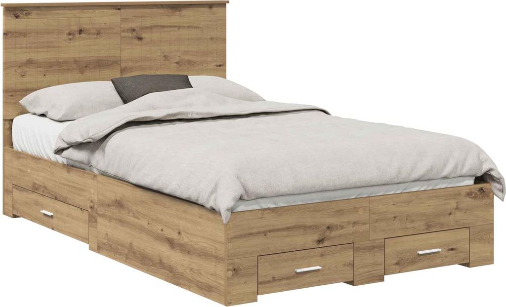 Bettrahmen Artisan-Eiche 120 x 190 cm Holzwerkstoff