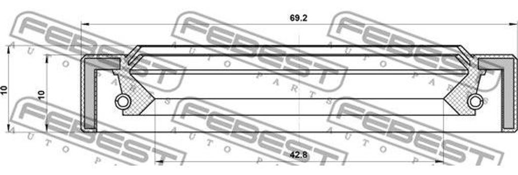 FEBEST 95IAS-44691010X Wellendichtring, Getriebehauptwelle OE 331407S110 kompatibel mit NP300, Pathfinder, Xterra