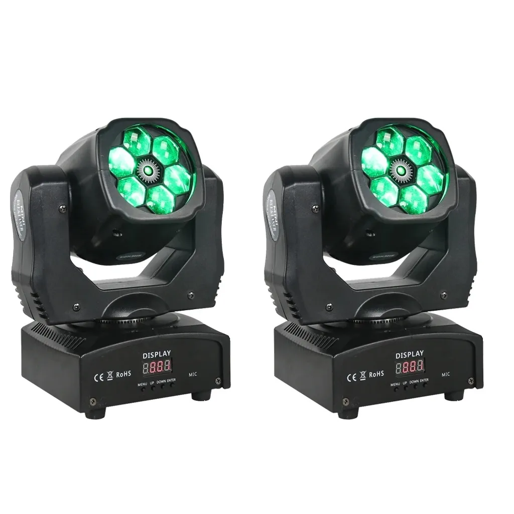 Projecteur LED Beam Wash 6x15W Effet Scène 120 Degrés Lot de 4 Pièces