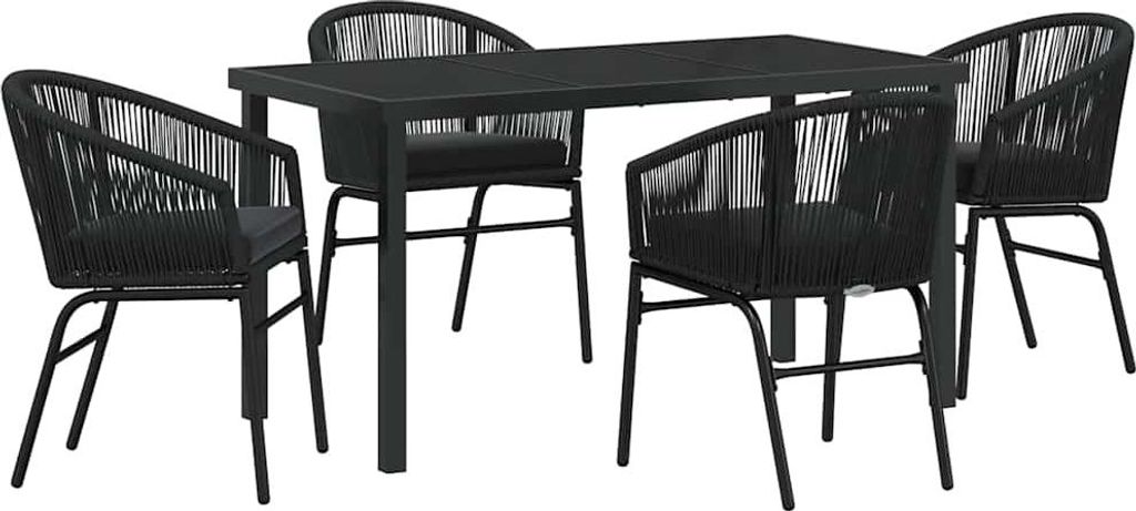 Garten Essgruppe 5 pcs Schwarz Pulverbeschichteter Stahl