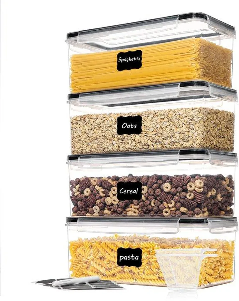 Organisateur de Cuisine Lot de 4 Boîtes 3,2 L pour Pâtes, Riz et Céréales