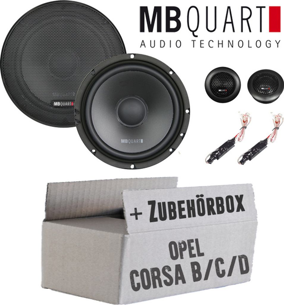 Lautsprecher Boxen MB Quart QS165 - 16,5cm Kompo Auto Einbauzuebehör - Einbauset passend für Opel Corsa B/C/D - justSOUND