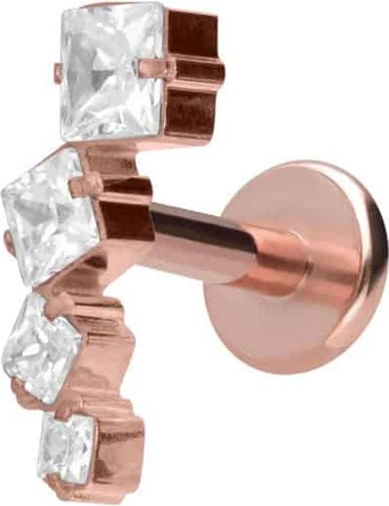 Ohrpiercing, Nasenpiercing Titan Labret mit Innengewinde KRISTALLBOGEN RoséGold Stablänge: 5mm | Stabstärke: 1,2mm