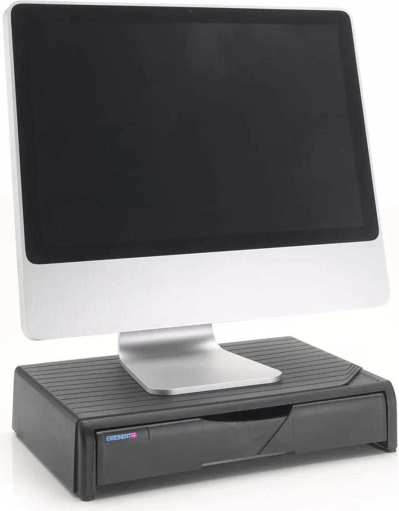 Support d'écran ergonomique noir avec gestion d'espace sous tablette - 5