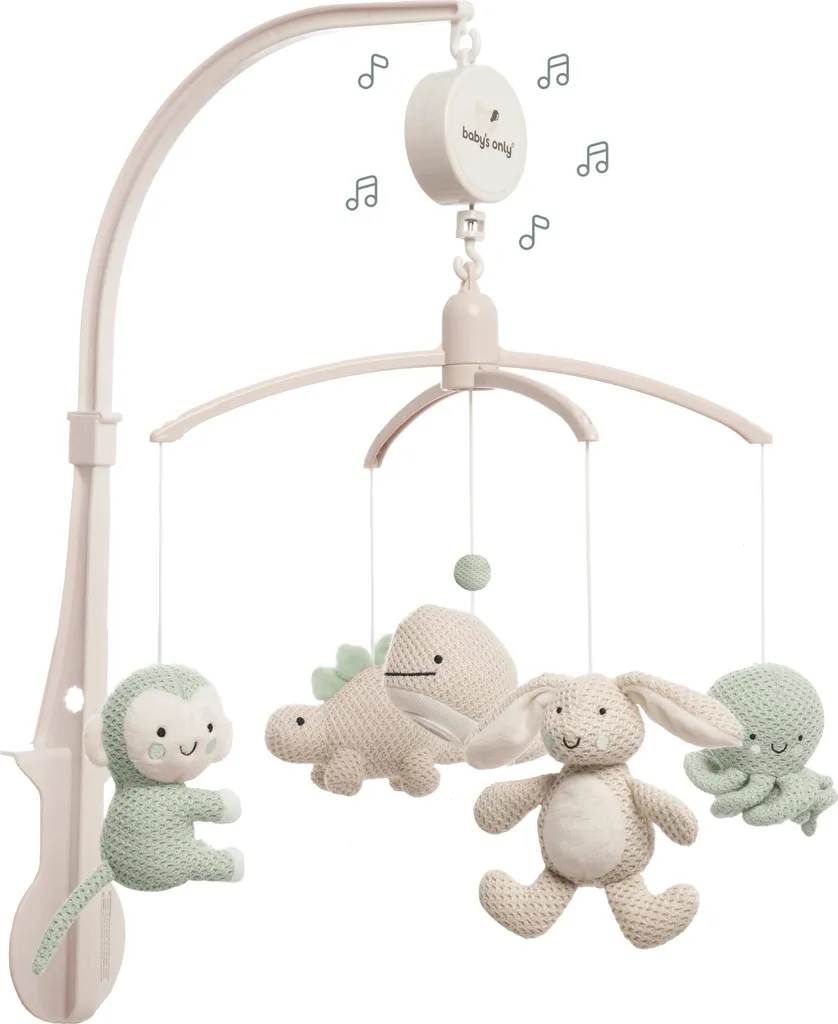 Sommeil paisible pour bébé : mobile musical animaux Baby's Only 0+ vert lin